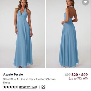 Azazie Tessie Backless Blue Chiffon Dress